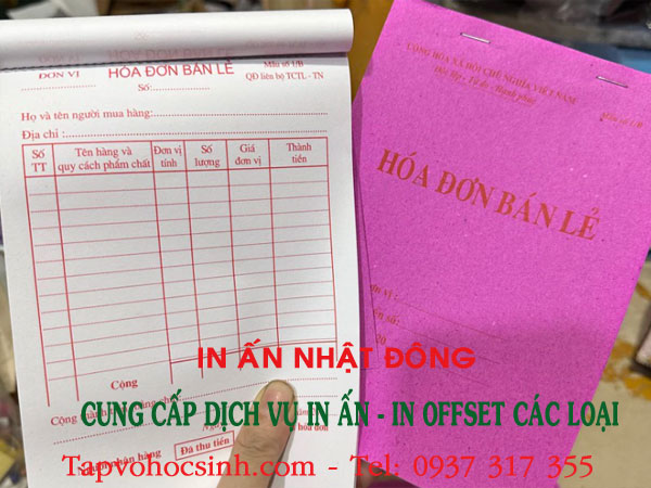 in hoá đơn bán lẻ 2 liên